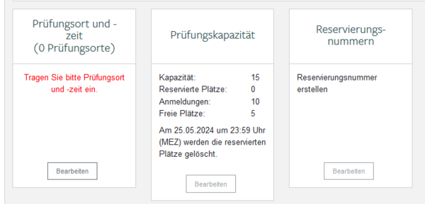 Prüfungsort eintragen