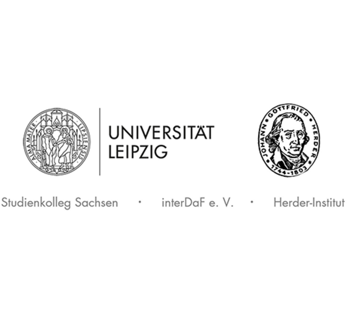 Logos des Studienkollegs Sachsen, interDaF e.v. und des Herder-Instituts