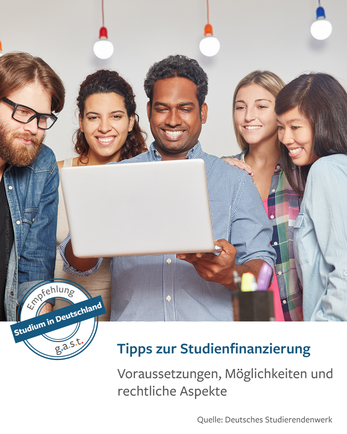 Imagebild: Internationale Studiernde schauen gemeinsam auf einen Laptop